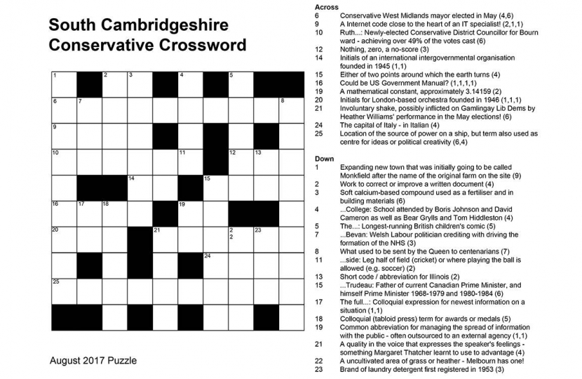 August s coffee break crossword South Cambridgeshire